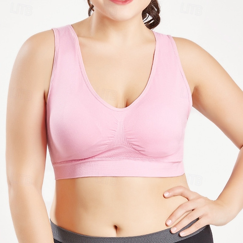 Women's Yoga Bra Sports Bra Underwear Lightwear Breathable Wirefree Padded Solid / Plain Color Sport Activewear Light Blue Deep Purple Pilates Running Yoga