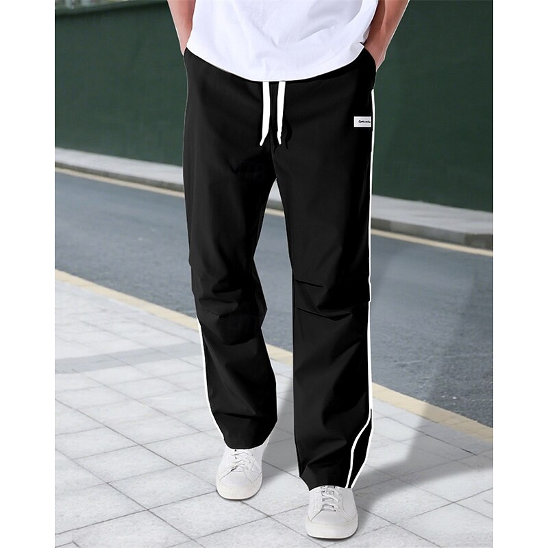Men's Tech Pants Trousers Casual Pants Pocket Elastic Waist Drawstring Patchwork Comfort Sports Outdoor Daily Fashion Casual Black Army Green Micro-elastic2