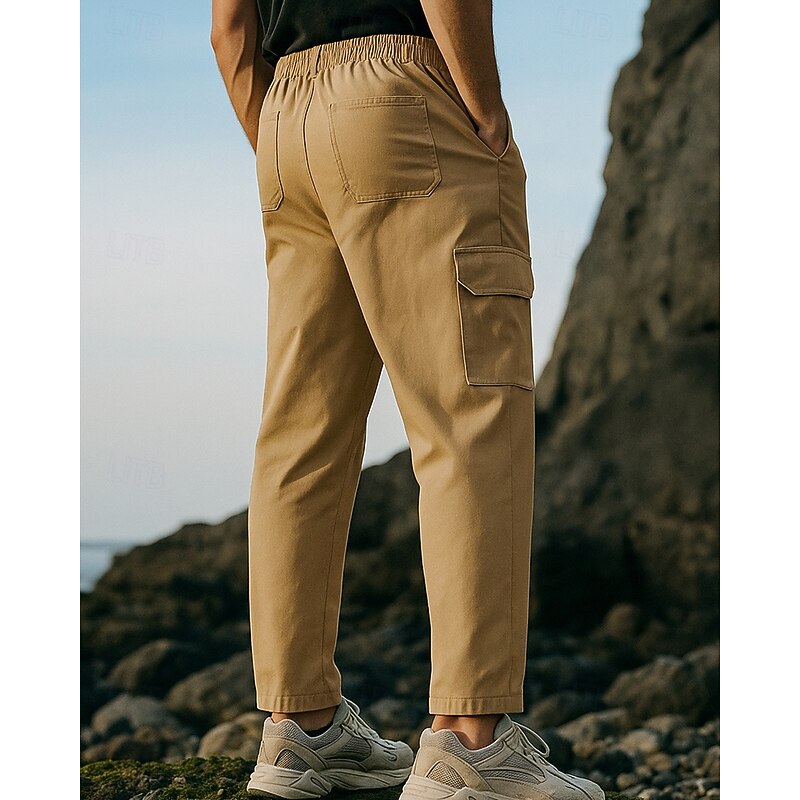 Men's Cargo Pants Hiking Pants Trousers Hiking Rain Pants Outdoor Regular Fit Waterproof Windproof Bottoms Pocket Black Army Green Cotton Camping / Hiking Running S M L XL XXL2