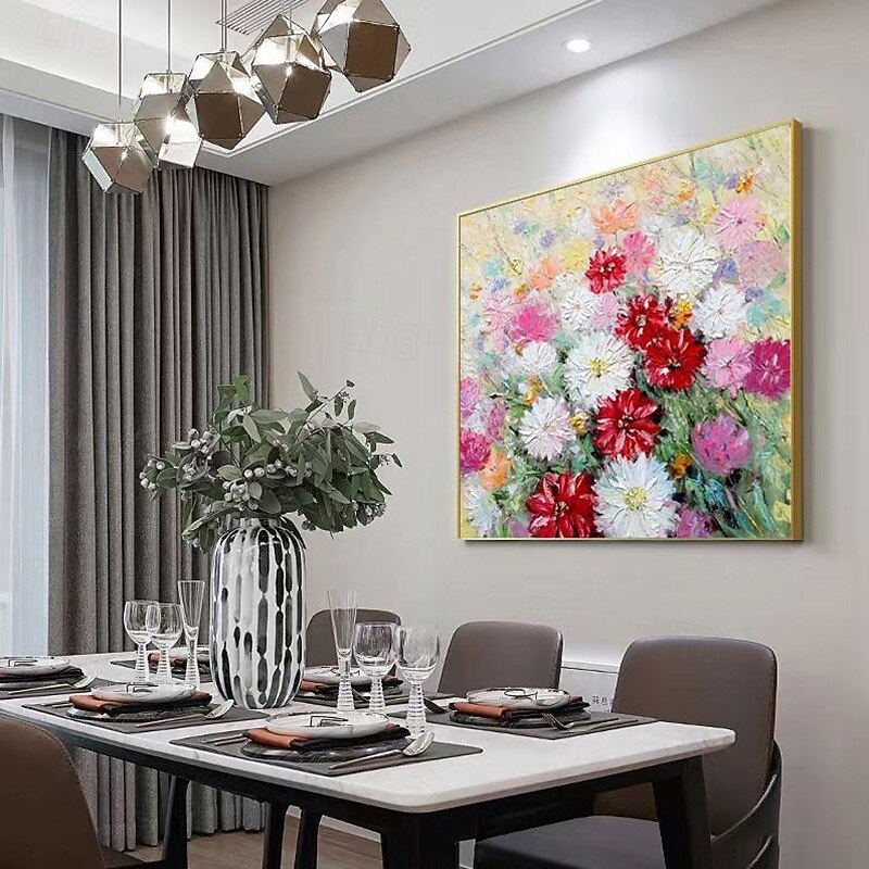 Handmade Oil Painting Canvas Wall Art Decoration Modern Abstract 3D Thick Oil Flower Daisies for Home Decor Rolled Frameless Unstretched Painting3