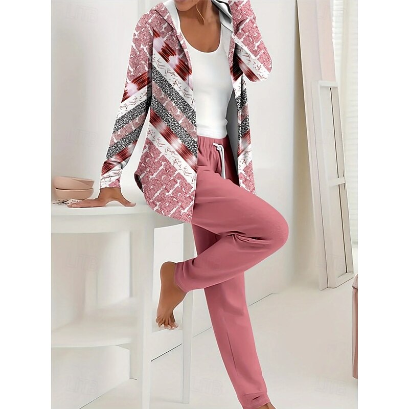 Women's 2 Pieces Hoodie Tracksuits Pants Sets Long Sleeve Active Daily Hooded Ombre Graphic Drawstring Print Outdoor Casual Pink Blue Spring Regular Fit