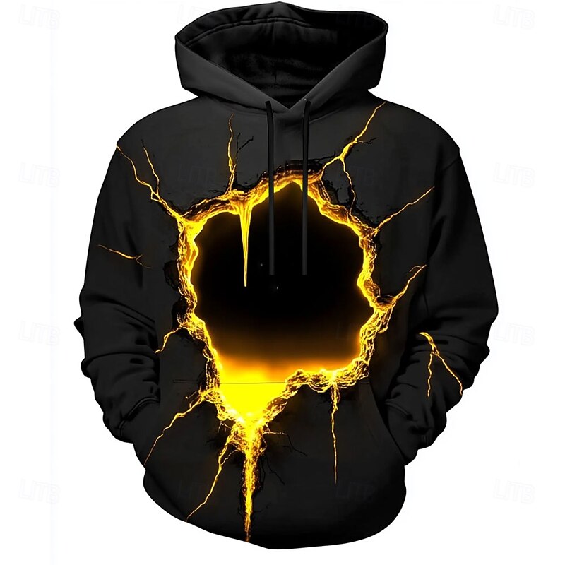 Men's Optical Illusion 3D Hoodies Sweatshirt Fashion Exaggerated Long Sleeve Crew Neck Holiday Streetwear Black 1 Black Drawstring Fall Winter Designer4