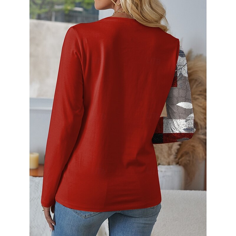 Women's Blouse Tunic V Neck Long Sleeve Buttons Graphic Geometric Vintage Fashion Casual Regular Tops Daily Patchwork Print Red Blue Purple Green Spring Fall Winter Prefall2