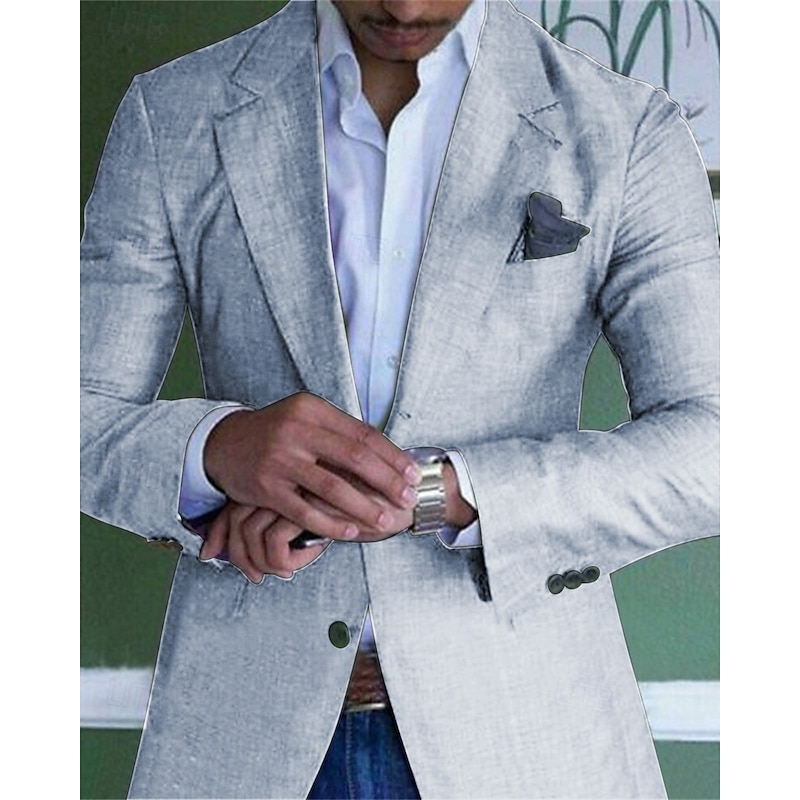 Men's Graduation Lightweight Jacket Lightweight Coat Casual Formal Evening Party & Evening Fashion Casual Spring &  Fall Polyester Plain Pocket Casual / Daily Single Breasted Blazer Light Green Pink3