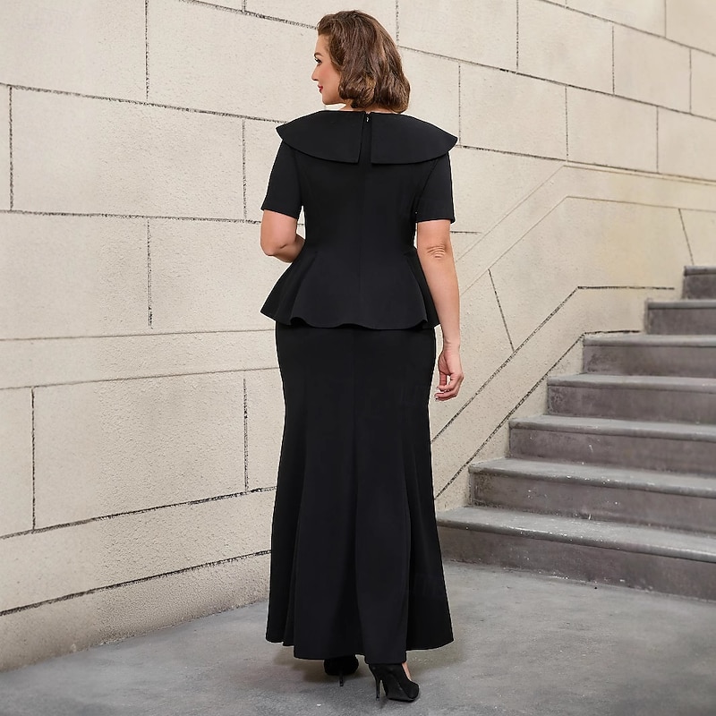 Retro Vintage 1950s 1960s Mermaid Skirt Two Pieces Set Peplum Top Plus Size Fit and Flare Fancy Dress Women's Formal Office / Career Party & Evening Adults' Top Skirt Fall Spring & Summer3