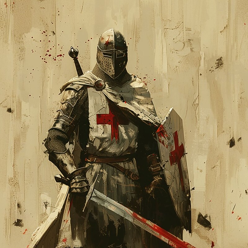 Halloween Men's Knights Templar Henley Shirt T shirt Tee Short Sleeve T shirt 3D Print Crew Neck Lace Up Neck Henley Shirt Casual Street Sports Outdoor Casual Brown Khaki Summer Spring All Seasons2