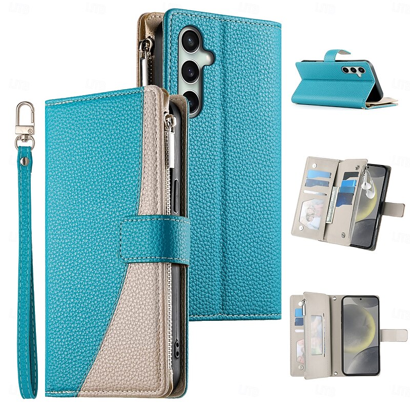 Phone Case For Samsung Galaxy S25 S25 Edge S24 S24 FE S23 Ultra Plus S22 Plus  Ultra A55 5G A35 5G A25 A15 Wallet Case Ring Holder Full Body Protective with Lanyard Retro TPU PU Leather4