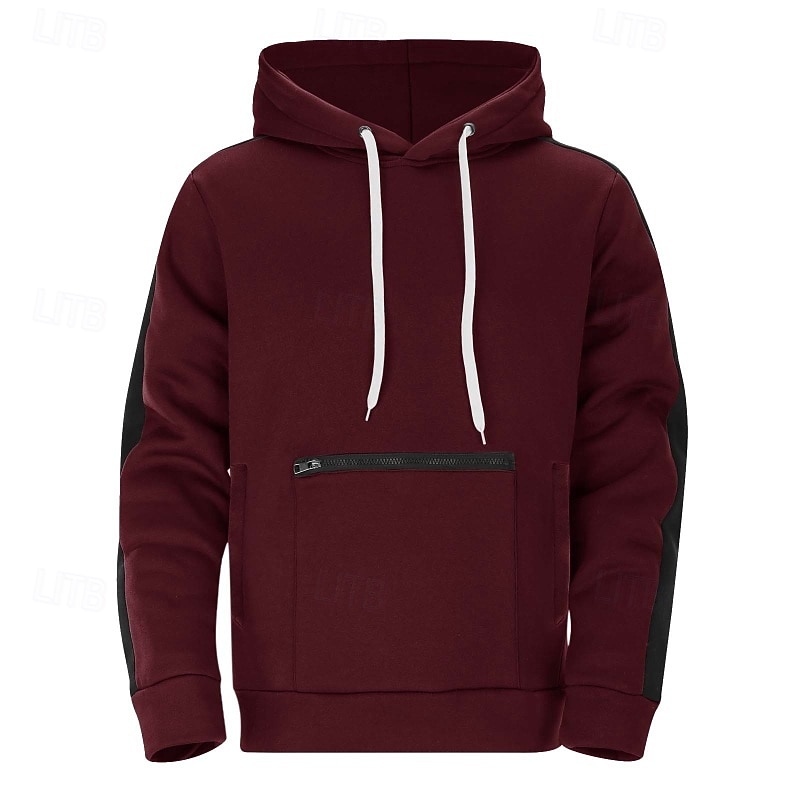Men's Hoodie Fleece Hoodie Army Green Burgundy Navy Blue Royal Blue Purple Hooded Color Block Patchwork Color Block Sports & Outdoor Casual Daily Streetwear Cool Designer Spring &  Fall Clothing3