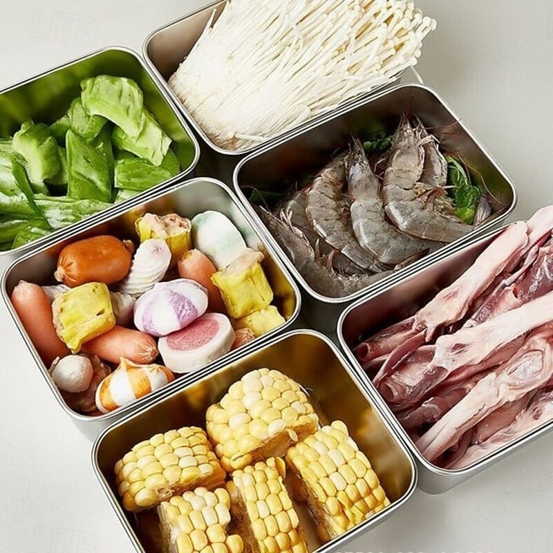 Sorting Box with Lid Stainless Steel Picnic Box Food Storage Container Leakproof Sealed Lunch Box Refrigerator Organizer Durable Multi-Use Kitchen Keeper4