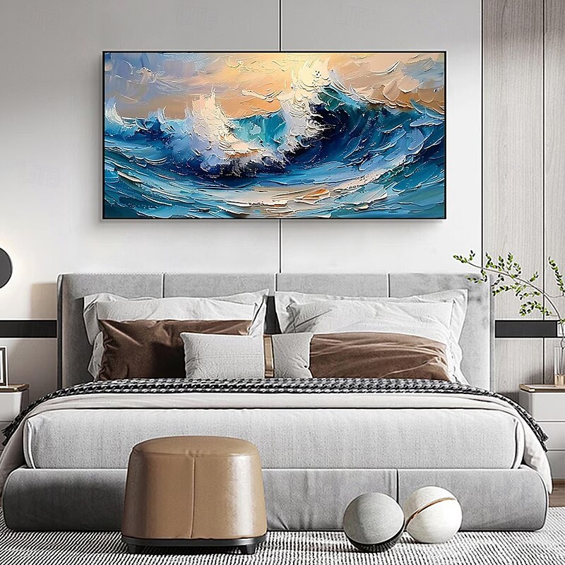 Mintura Handmade Sea Wave Oil Paintings On Canvas Wall Art Decoration Modern Abstract Ocean Seascape Picture For Home Decor Rolled Frameless Unstretched Painting4