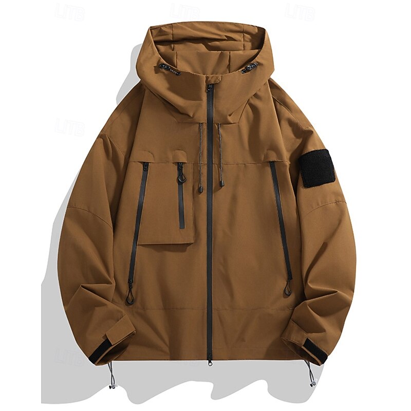 Women's Hoodie Jacket Waterproof Warm Zipper Pocket Fashion Plain Outdoor Street Daily Wear Zipper Regular Hooded Regular Fit Long Sleeve Outerwear Black White Purple Fall Winter3