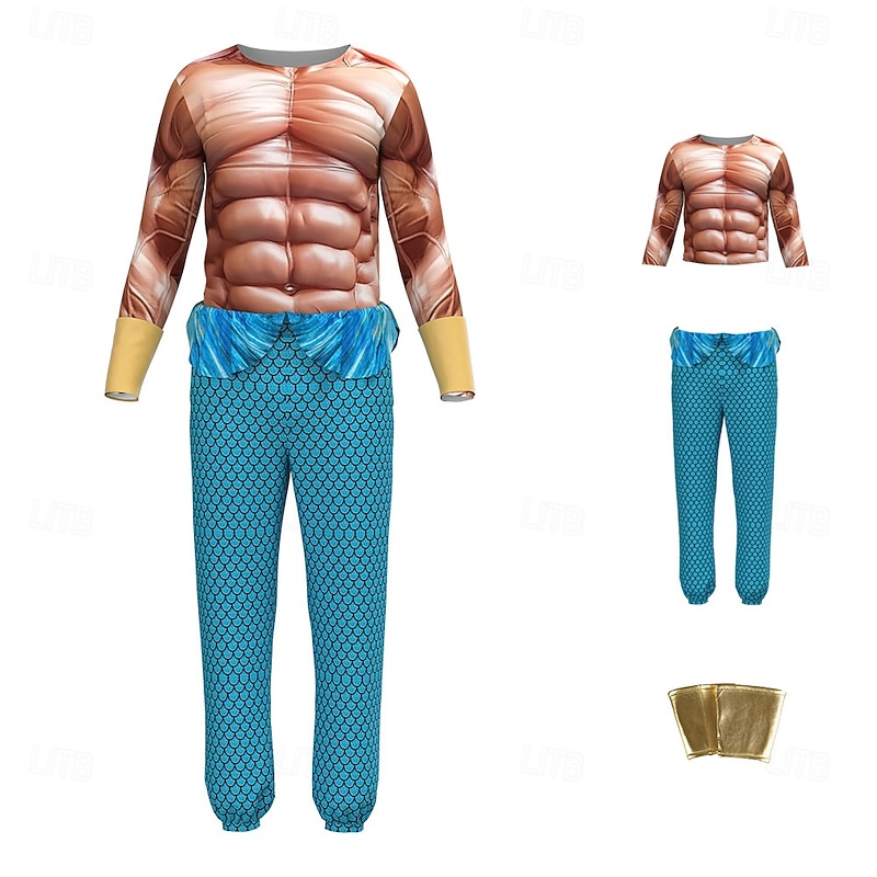 Aquaman and the Lost Kingdom Aquaman Cosplay Costume One-Piece Cosplay Movie Cosplay for Men's Adults Masquerade Performance Halloween2