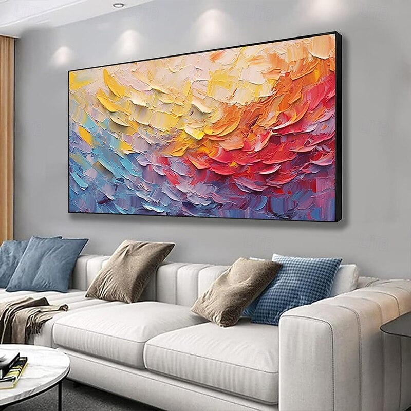 Handmade Oil Painting Canvas Wall Art Decoration Modern Abstract Colorful and Varied Knife Painting for Living Room Home Decor Stretched Frame Hanging Painting/Rolled Frameless Unstretched Painting3
