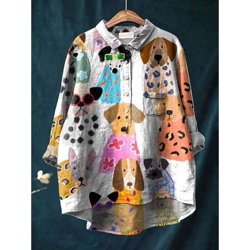 Women's Shirt Floral Tropical Stylish Casual Long Sleeve Shirt Collar Regular Tops Daily Buttons Print White Red Royal Blue Blue Summer Spring3