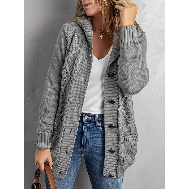 Women's Winter Coat Comfortable Breathable Pocket Fashion Daily Plain Outdoor Casual Daily Single Breasted Regular Hooded Regular Fit Long Sleeve Outerwear Black Yellow Wine Fall Winter