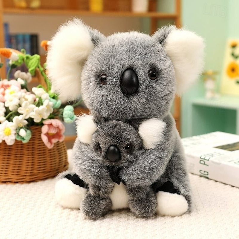 Koala Emotional Healing on Demand Realistic Koala Plush Toy Soft Stuffed Animal Doll Cuddly Birthday Gift for Kids and Toddlers
