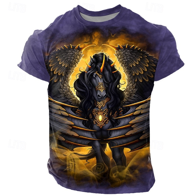 Halloween Men's Sarah Richter Unicorn T Shirt Short Sleeve T shirt 3D Print Crew Neck Round Neck Shirt Exaggerated Designer Artistic Street Casual Daily Black Yellow Blue Summer Spring