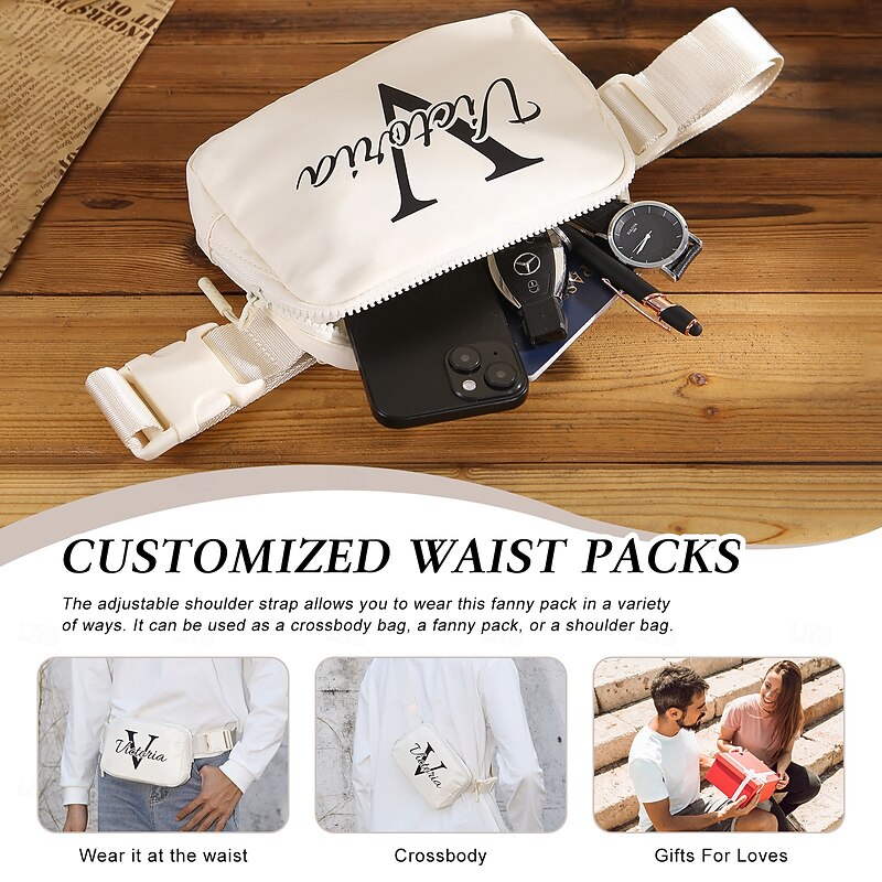 Personalized Name White Crossbody Bag with Custom Initials, Minimalist Everyday Fashion Accessory – Unique Custom Gift for Friends3