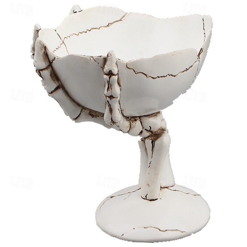 Halloween Statue Skull Hand Bone Tray Organizer Candy Dish Tabletop Storage Creative Home Decor Spooky Gothic Ornament for Halloween Party Unique Desktop Accent3