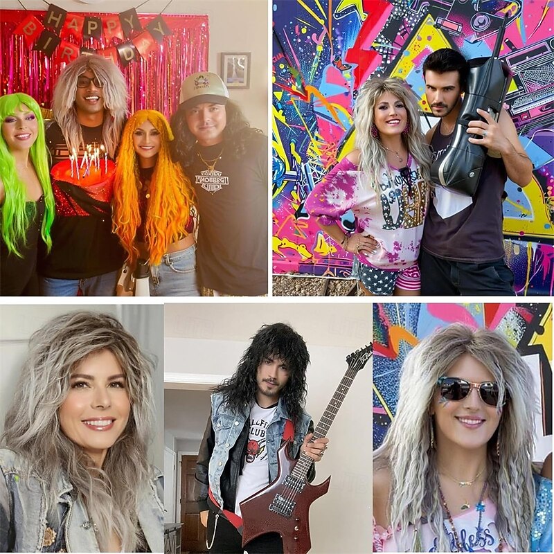 Mullet Wigs for Men 80s Rocker for Party Mens Wig 80s Outfit for Men Funny Wigs3