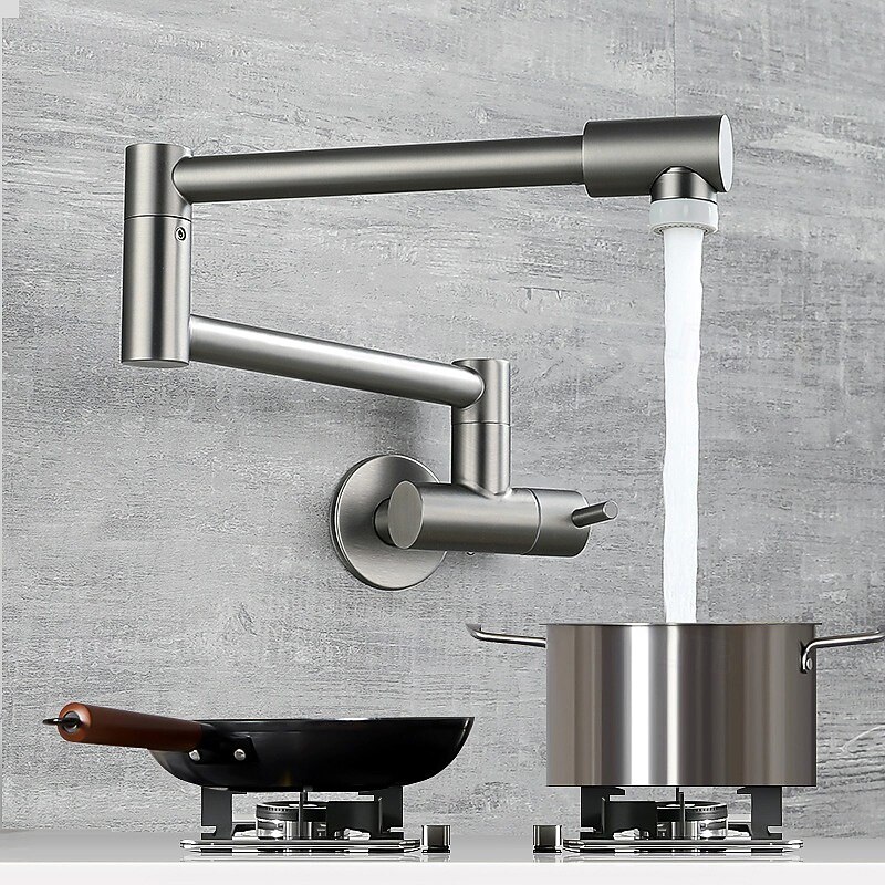 Kitchen faucet - Single Handle One Hole Nickel Brushed / Stainless Steel Standard Spout / Pot Filler Wall Mounted Modern Contemporary Kitchen Taps