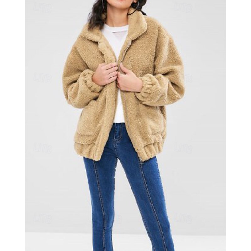 Women's Zip Up Sweatshirts Plain Casual Long Sleeve Turtleneck Regular Tops Street Holiday Going out Zipper Pocket Black White Red Khaki Fall Winter2