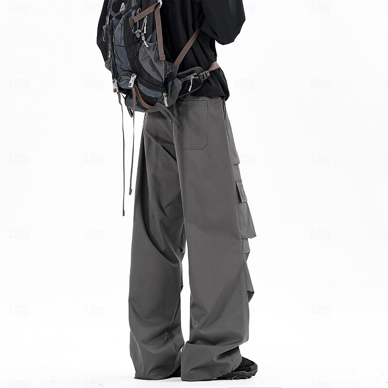 Men's Cargo Pants Trousers Baggy Pants Casual Pants Pocket Straight Leg Plain Soft Sports Full Length Sports Outdoor Daily Weekend Basic Classic Loose Fit Black 1# Light Grey2