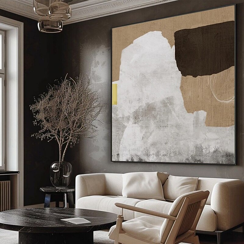 Handmade Oil Painting Canvas Wall Art Decoration Wabi-Sabi Style Minimalism Abstract  for Home Decor Stretched Frame Hanging Painting/Rolled Frameless Unstretched Painting3