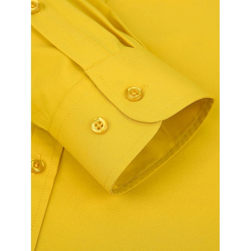 Men's Shirt Dress Shirt Button Up Shirt Tuxedo Shirts Solid / Plain Color Wedding Party Daily Wear Light Yellow Orange Green Rose Pink Long Sleeve Lapel All Seasons Clothing Apparel3
