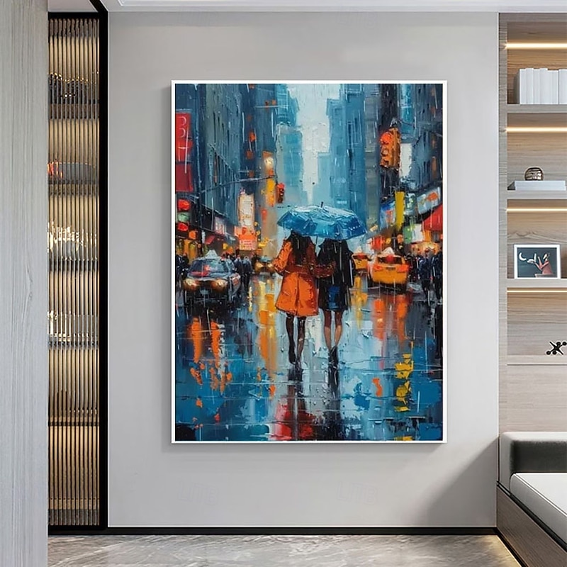 large firgure oil painting handmade Acrylic women Rainy Cityscape Oli Painting Large street art landscape  oil painting hand painted Canvas Art painting Wall Art Hand painted girl oil paintings4