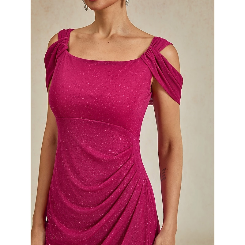 Women's Maxi Dress Sheath Dress Elegant Party Birthday Solid Color Sleeveless Square Neck Fuchsia Summer3