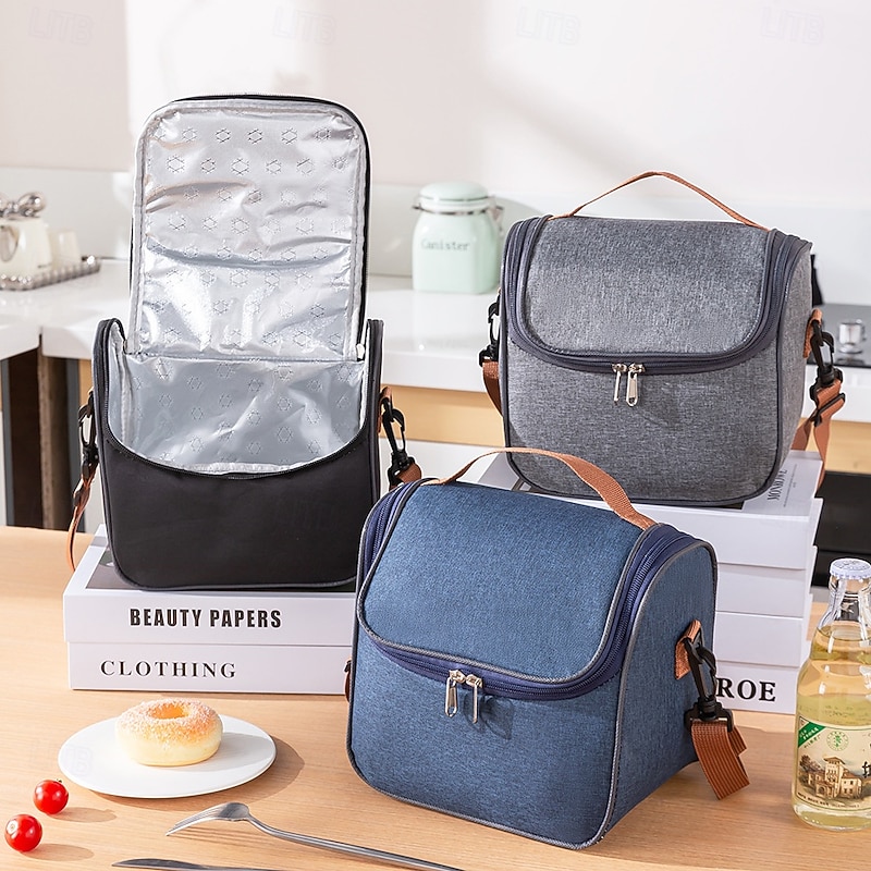 Lunch Bag for Women and Men for Back to School Office Picnic Hiking Beach New Oxford Cloth Insulated Tote Crossbody Bento Bag Thick Portable Thermal Food Container