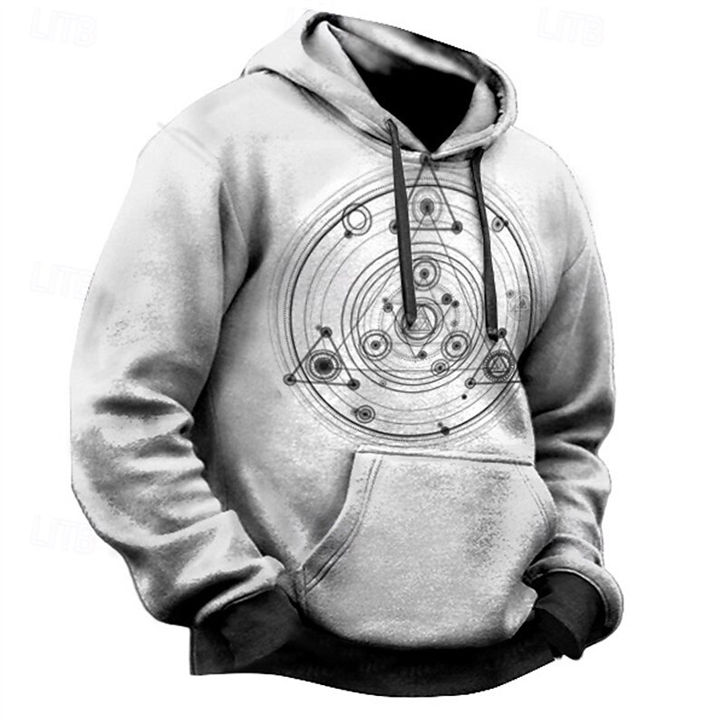 Men's Hoodie Khaki Light Grey Gray Hooded Print Pocket Sports & Outdoor Daily Holiday Polyester Basic Casual Boho Spring Autumn / Fall Clothing Apparel Hoodies Sweatshirts4