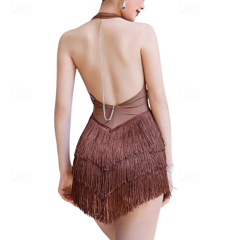 Latin Dance Dress Tassel Women's Performance Training Sleeveless Ballroom Salsa Practice Costumes Rumba Dancewear2