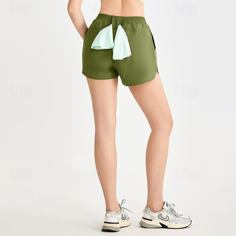 Women's Workout Shorts Sports Shorts 2 in 1 High Waist Gym Volleyball Workout Bottoms Solid Color Black Blue Green Sports Activewear