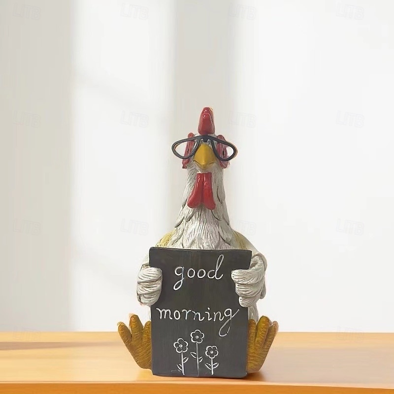 Funny Lazy Chicken Resin Figurine, Lying and Sitting Hen Statue, Farmhouse Garden Desktop Decor, Cute Resin Ornament Gift4