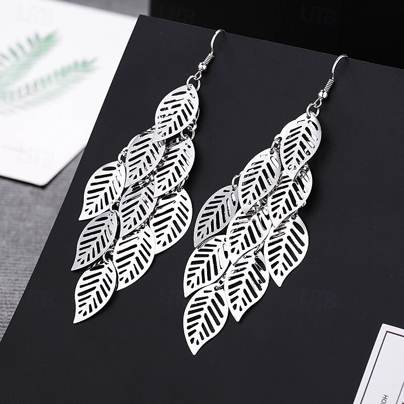 Drop Earrings Classic Leaf Earrings Jewelry Silver / Black / Gold For Wedding Valentine's Day Halloween Gift Daily