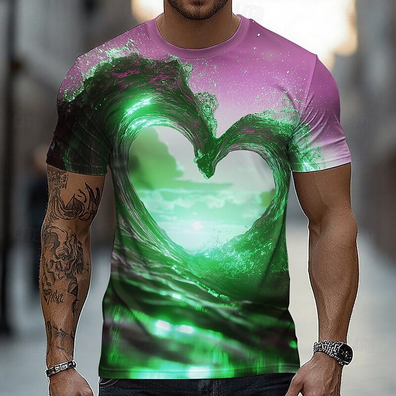 Men's Optical Illusion 3D T Shirt Short Sleeve T shirt 3D Print Crew Neck Shirt Exaggerated Designer Party Street Casual Yellow Pink Purple Summer Spring All Seasons Clothing Apparel S M L XL XXL XXXL4