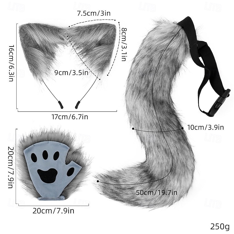 Handmade Cat Ears Headband and Cat Paw Gloves Set – Realistic Cosplay Accessories, Animal Ears, Fingerless Gloves for Halloween, Party, and Performance4