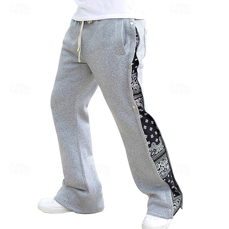 Men's Sweatpants Tear Away Pants Trousers Pocket Elastic Waist Drawstring Cashew nuts Comfort Sports Outdoor Daily Fashion Casual Black Gray Micro-elastic2