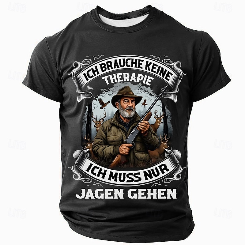Men's Hunting German T Shirt Short Sleeve T shirt 3D Print Crew Neck Round Neck Shirt Fashion Daily Basic Street Casual Daily Black Blue Green Summer Spring All Seasons Clothing Apparel S M L XL XXL
