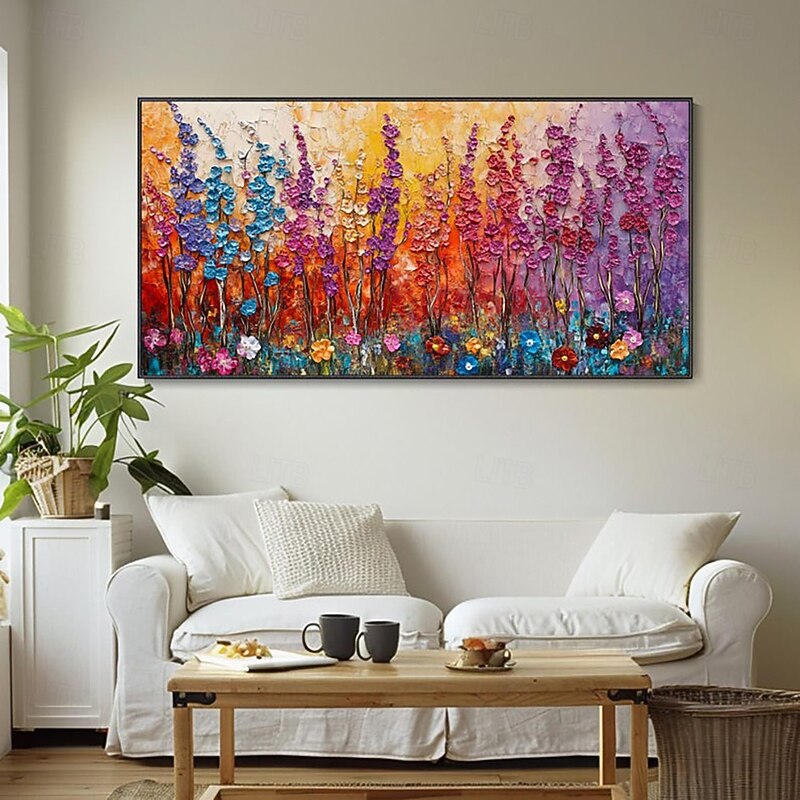 Handmade Oil Painting Canvas Wall Art Decoration Modern Abstract Thick Oil Flowers for Living Room Home Decor Stretched Frame Hanging Painting/Rolled Frameless Unstretched Painting2