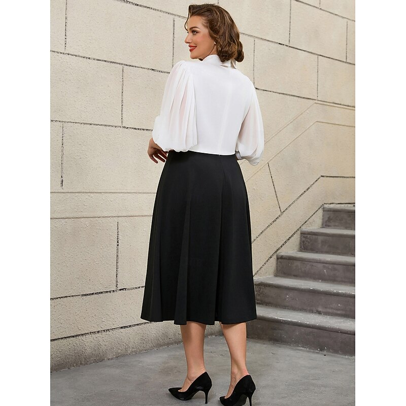 Retro Vintage 1950s Rockabilly Midi A Line Dress Flare Dress A-Line Fancy Dress Women's Vacation Office / Career Party & Evening Adults' Dress Spring & Summer2