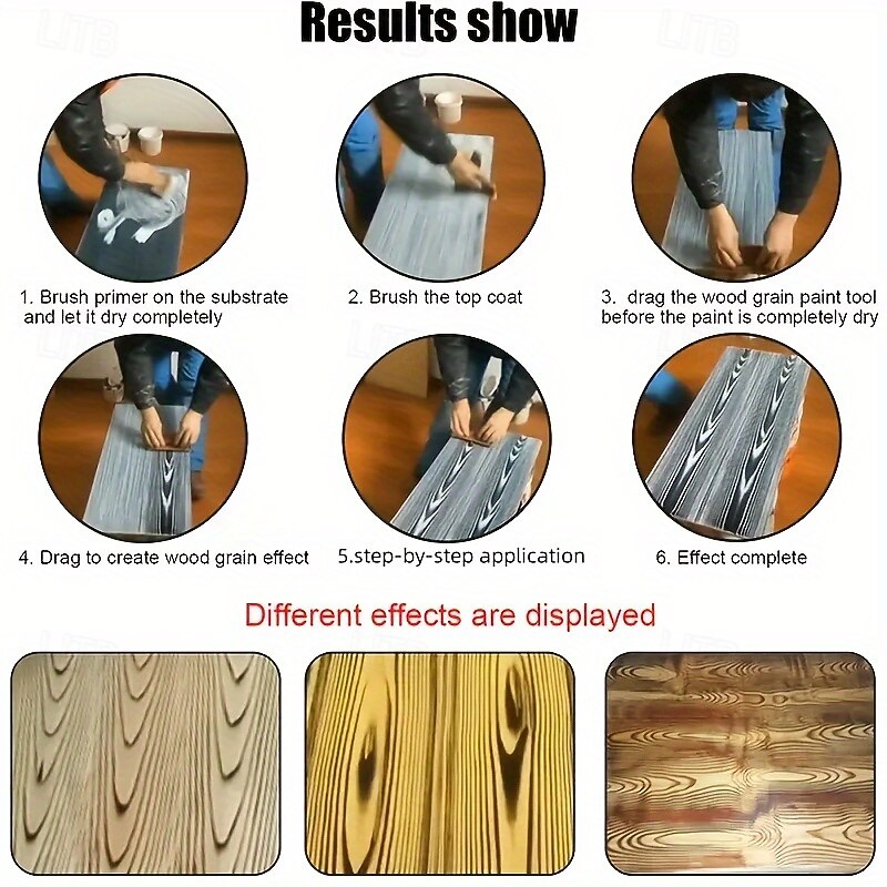 2pcs Wood Grain Effect Rubber Stamps for DIY Painting - Craft & Home Decor Tools3