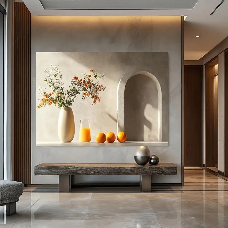 Minimalist Style Modern Vase Art Canvas Painting Frameless Living Room And Bedroom Wall Decoration White4