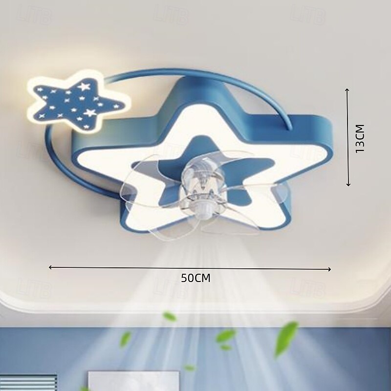 LED Fan Ceiling Light Ceiling Fan Light Children's Room Decorative Furniture Light Bedroom Light Strong Wind Quiet Highlighting Stepless Dimming with Remote Control4