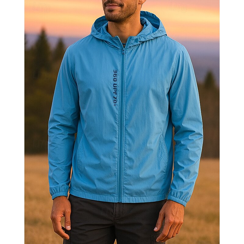 Men's Windbreaker Softshell Jacket Hiking Jacket Outdoor Sun Protection Lightweight Breathable Hiking Outfits Hiking Clothes Summer Spring Jacket Camping / Hiking / Caving Running Solid Color Light