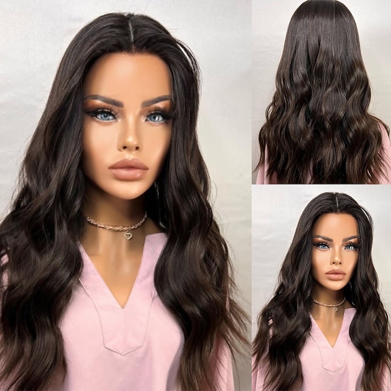 Human Hair 5x5 Closure 13x4 Lace Front Wig Middle Part Brazilian Hair Wavy Auburn Wig 130% 150% Density 100% Virgin Glueless Pre-Plucked For Women Long Human Hair Lace Wig