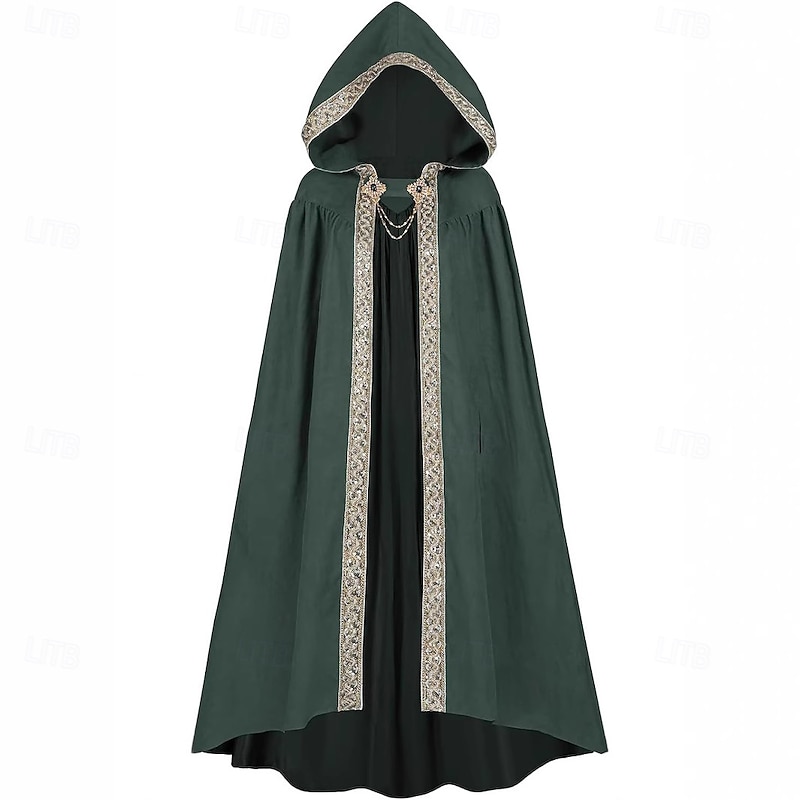 Retro Vintage Medieval Renaissance Cape Cloak Hooded Cloak Vampire Fancy Dress Unisex Celtic Fantasy Halloween Carnival Performance LARP Adults Cloak All Seasons2