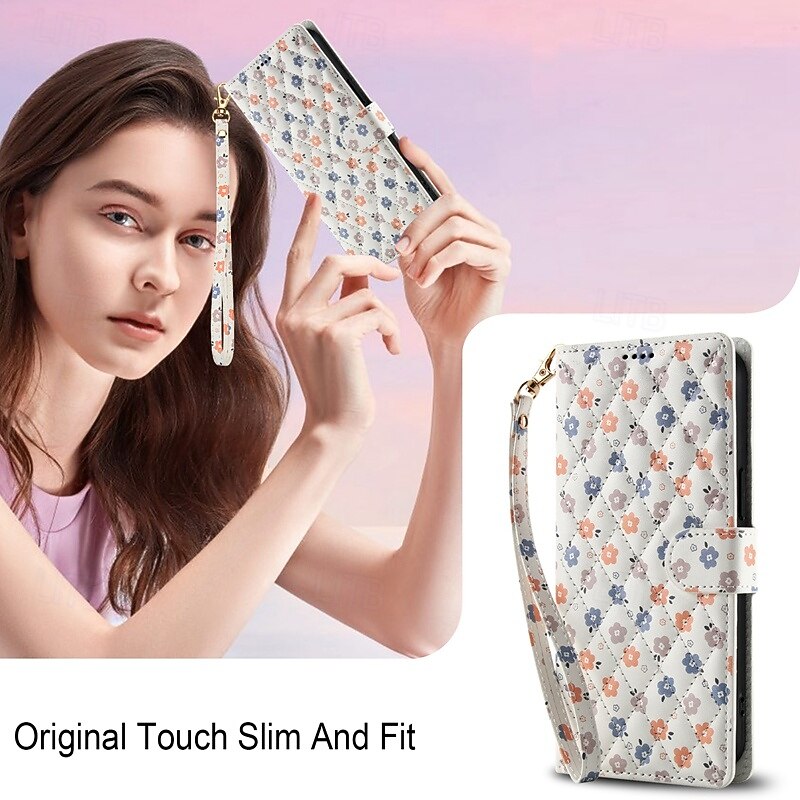 Phone Case For Samsung Galaxy S25 S25 Edge S24 S24 FE S23 Ultra Plus S22 Plus  Ultra A16 A55 5G A35 5G A25 Wallet Case with Stand Holder with Lanyard Card Slot Flower Floral TPU PU Leather2